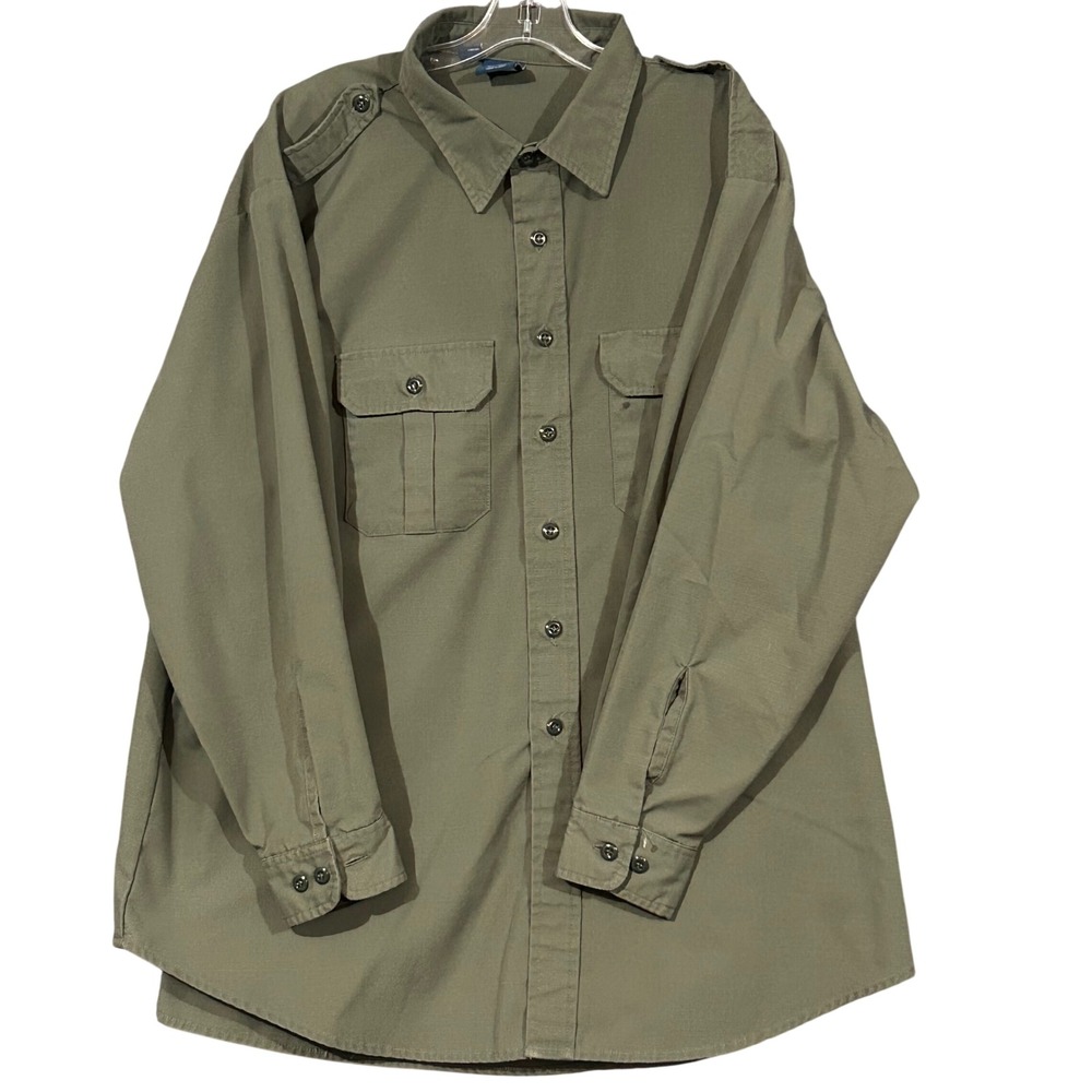 Propper Mens 2XL Tactical Ripstop Shirt Olive Green Long Sleeve Epaulets F5302